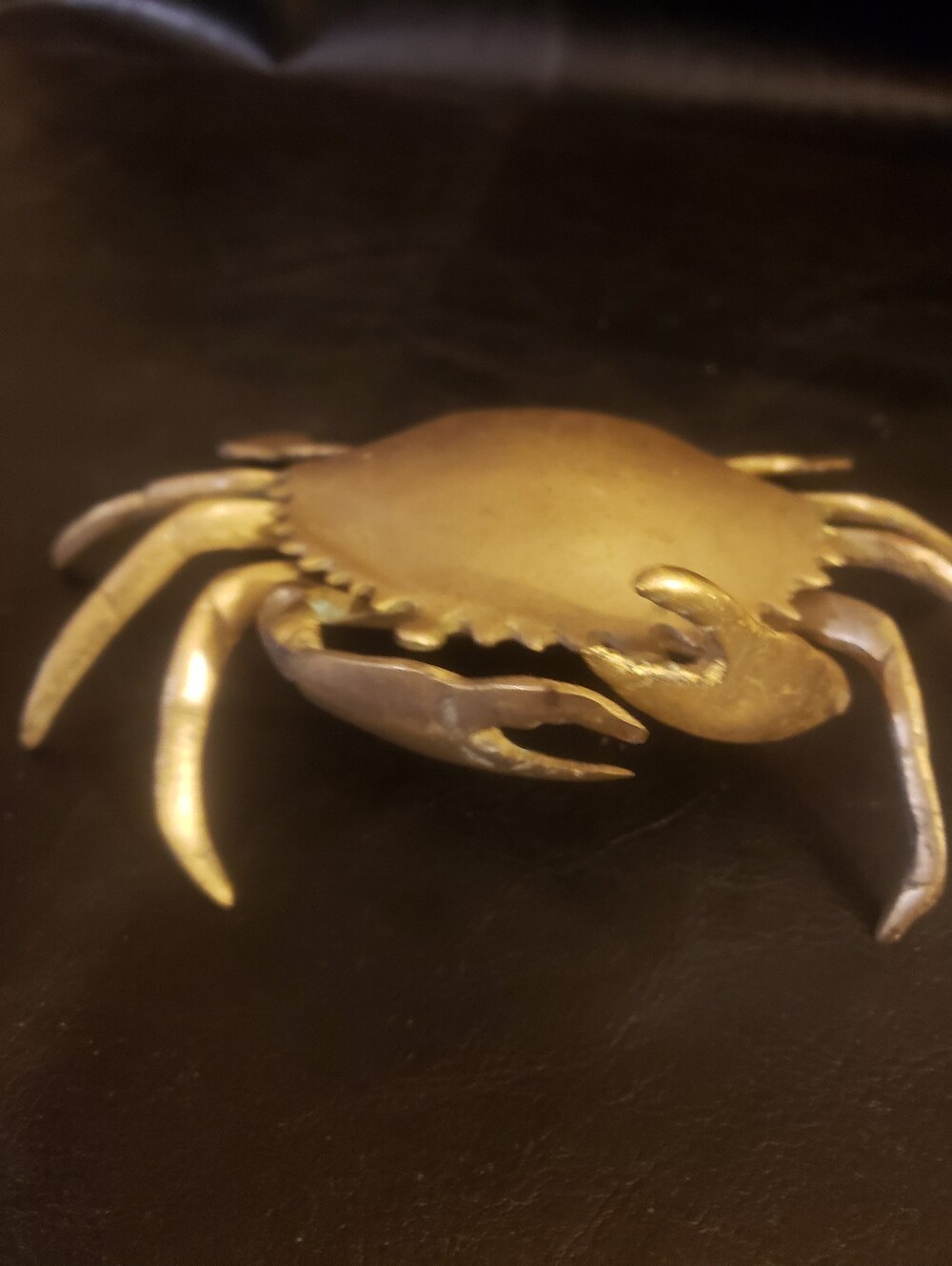 Fabulous Vintage Brass Crab Trinket Box Hinged Lid Storage Rare Find